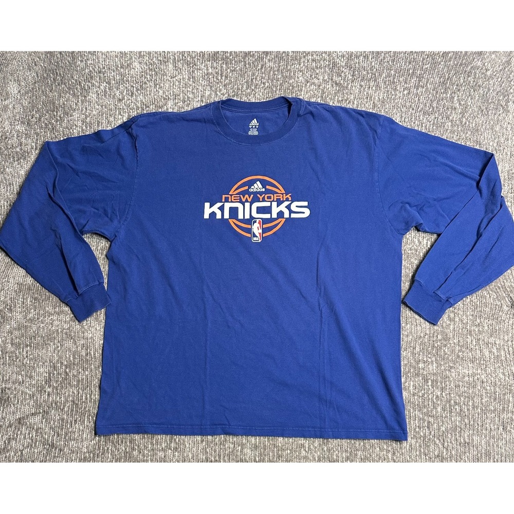 Adidas New York Knicks Long Sleeve T Shirt Mens 2XL Blue NBA Basketball